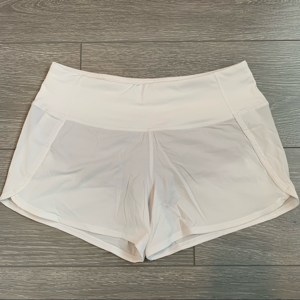 LULULEMON - RUN TIMES SHORTS 4”, WHITE, SIZE 4